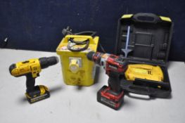 A COLLECTION OF POWERTOOLS to include Einhall TE-CD18LI-I-BL cordless drill no charger, DeWalt