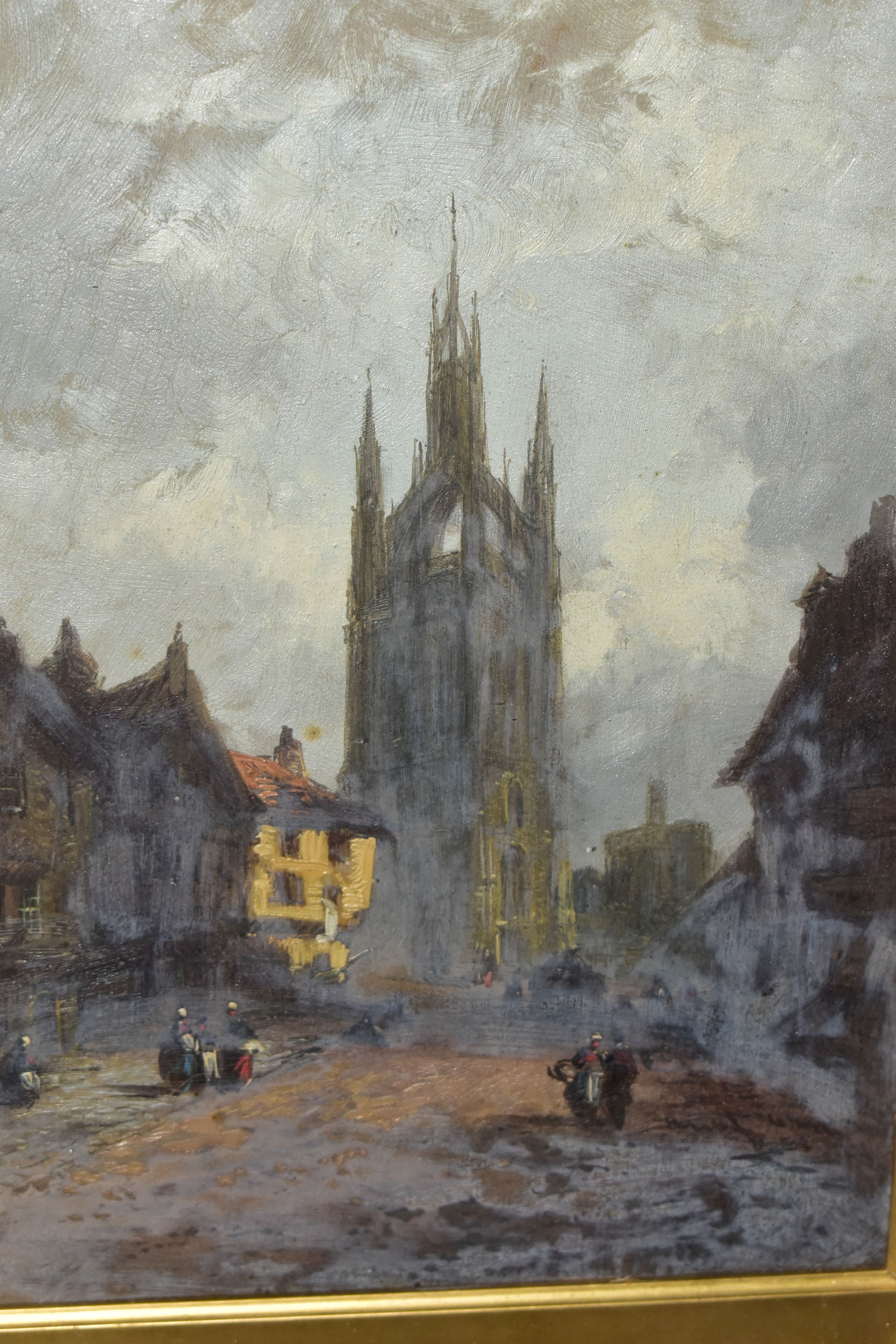 GEORGE GOODMAN (BRITISH 19TH CENTURY) TWO CONTINENTAL VILLAGE SCENE OILS ON CANVAS, the first - Image 5 of 5