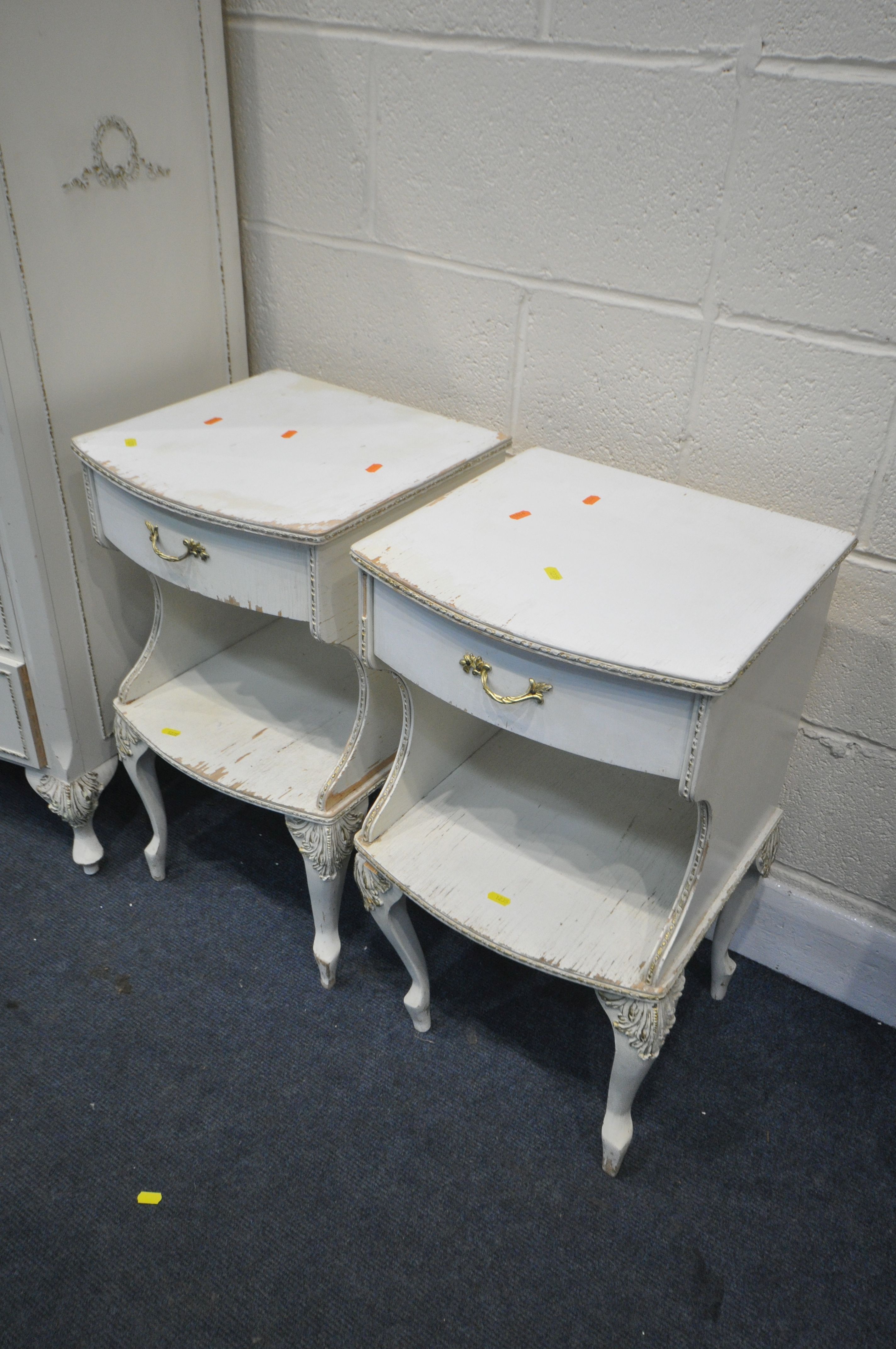 A CREAM FRENCH BEDROOM SUITE, comprising a chest of six drawers, width 71cm x depth 48cm x height - Image 4 of 4