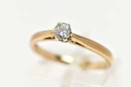 A 9CT GOLD SINGLE STONE DIAMOND RING, a round brilliant cut diamond, approximate total diamond