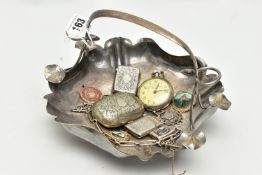 A SMALL PARCEL OF LATE VICTORIAN AND 20TH CENTURY SILVER AND PLATE, comprising a silver and enamel