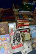 FIVE BOXES OF BOOKS & EPHEMERA, book title subjects include Children's Annuals and stories,