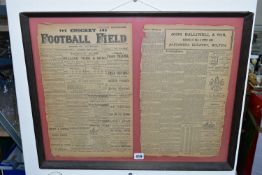 EVERTON FOOTBALL CLUB INTEREST, framed pages from 'The Cricket and Football Field' newspaper dated