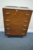 A MAHOGANY STAG CHEST OF FIVE DRAWERS, width 76cm x depth 46cm x height 112cm (condition - surface