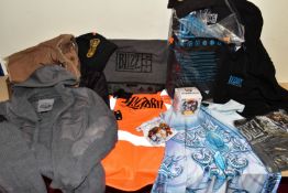 BOX CONTAINING BLIZZARD CLOTHING AND ACCESSORIES, clothing includes a World of Warcraft costume, two