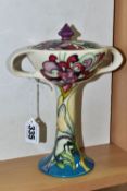 A MODERN MOORCROFT POTTERY 'KINGSMERE FEN' COVERED COUPE, designed by Emma Bossons, impressed and
