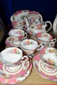 A TWENTY ONE PIECE ROYAL ALBERT 'LADY CARLYLE' PART TEA SET, comprising a teapot (spout broken and