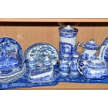 A COLLECTION OF BLUE AND WHITE CERAMICS, mostly Spode's Italian pattern to include a coffee pot, a