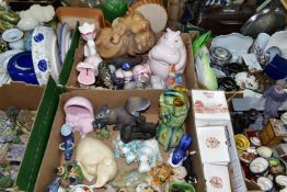 SIX BOXES AND LOOSE CERAMICS AND OTHER ORNAMENTS, to include Danbury Mint and one Lilliput Lane