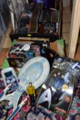 TWO BOXES AND LOOSE STAR TREK MEMORABILIA, to include a Playmates Spock Warp Collection action