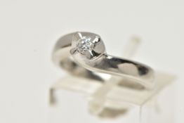 A PLATINUM SINGLE STONE DIAMOND RING, four claw set, round brilliant cut diamond, estimated