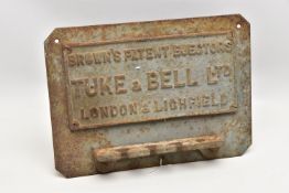 LICHFIELD INTEREST - A CAST IRON SIGN FOR 'BROWN'S PATENT EJECTORS, TUKE & BELL LTD LONDON &