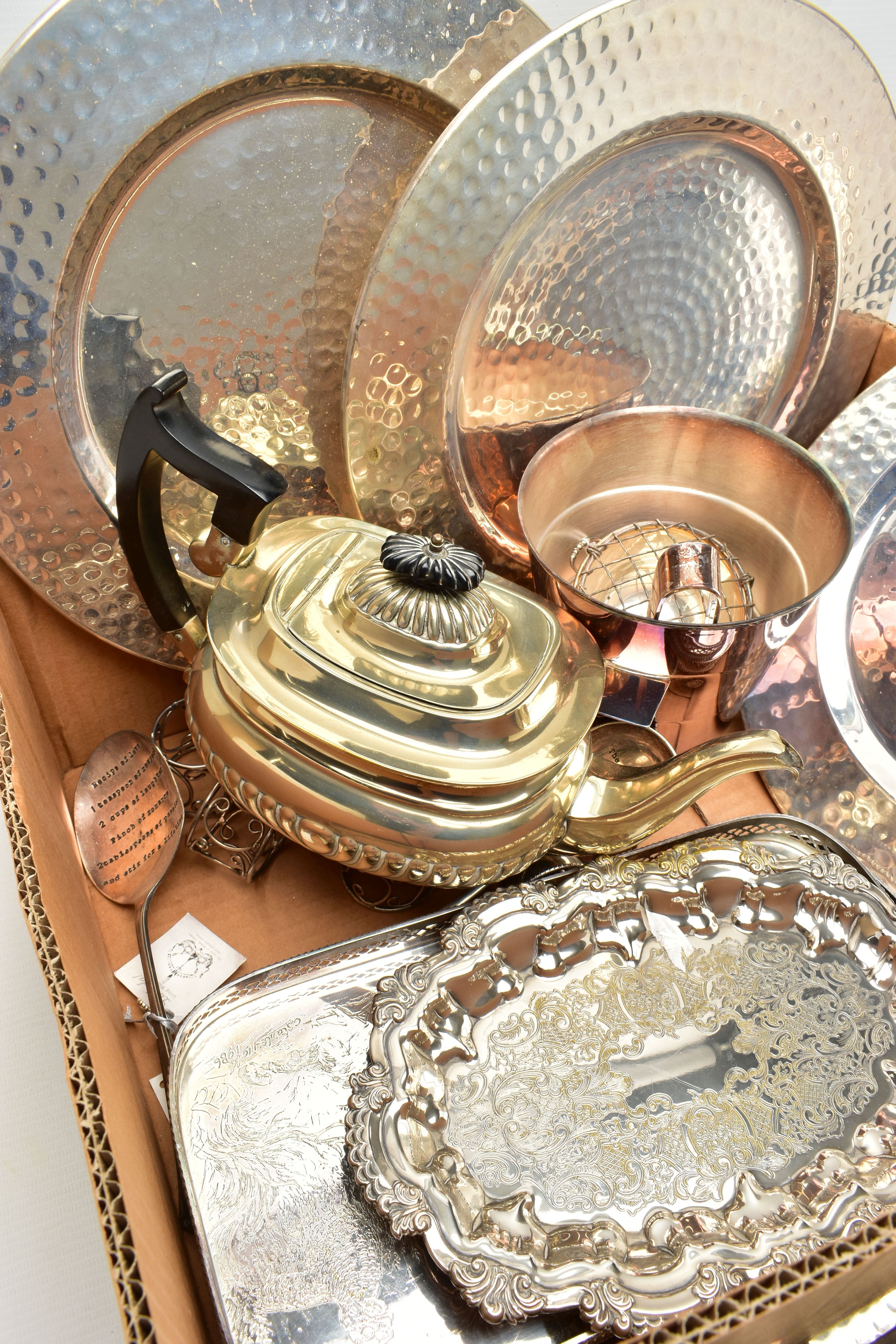 A BOX OF ASSORTED WHITE METAL WARE, to include eight white metal plate coasters, two rectangular - Image 4 of 5