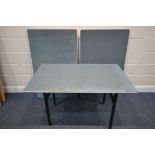 THREE BAIZE TOP FOLDING TABLES, length 124cm x depth 77cm x height 72cm (condition:-some stains)