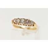 A FIVE STONE DIAMOND RING, early 20th century ring, five old cut graduated diamonds prong set in a