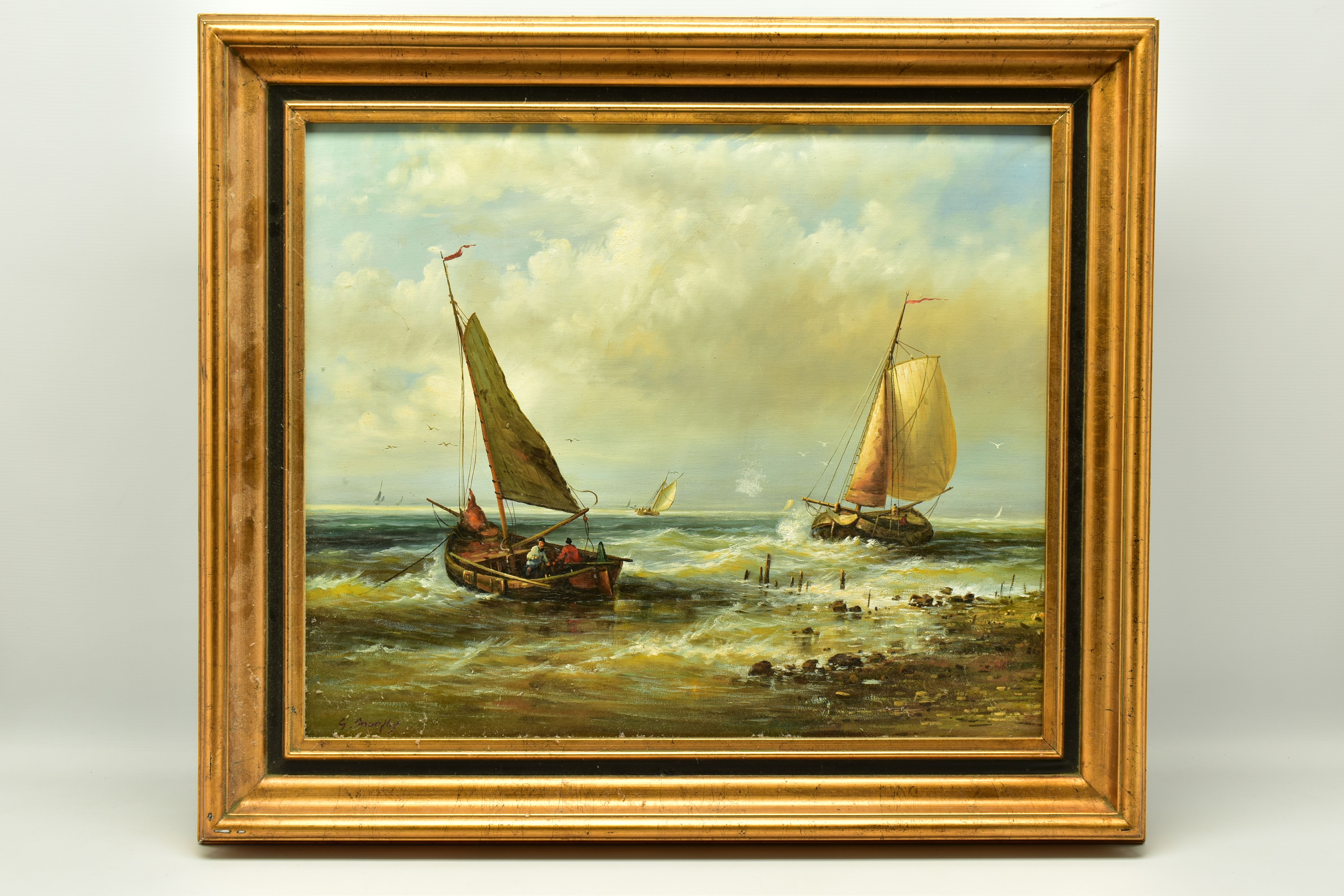 G MURPHY (20TH CENTURY) A NOSTALGIC MARITIME SCENE PAINTED IN A 19TH CENTURY STYLE, depicting