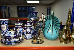 A GROUP OF CERAMICS, TABLE LAMPS AND DECORATIVE HOMEWARES, to include a pair of Roselle OCC & Co,