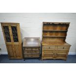 AN OAK DRESSER, with two drawers, width 126cm x depth 48cm x height 179cm (condition:-water