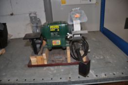 A RECORD RSBG6 6in BENCH GRINDER with gouge sharpening attachment (PAT pass and working)