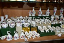 A QUANTITY OF HAMMERSLEY CHINA ORNAMENTS, to include over sixty trinket boxes, vases, miniatures and