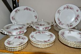 A TWENTY SEVEN PIECE ROYAL ALBERT LAVENDER ROSE DINNER SERVICE, comprising two tureens (one with