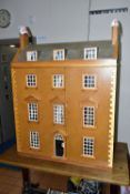 ARTHUR'S HOUSE: A LARGE HANDMADE WOODEN DOLLS HOUSE, modelled as a Georgian Town house, front