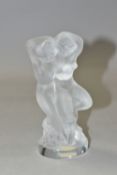 A LALIQUE FROSTED AND MOULDED GLASS STAUETTE LE FAUNE, etched 'Lalique France' to the base and