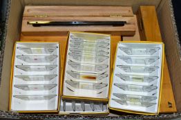 A BOX OF MICROSCOPE SLIDES AND SPECIMENS, to include approximately twenty seven boxed slides, mainly