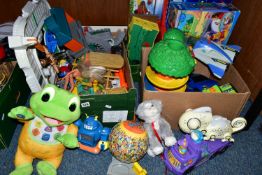 THREE BOXES OF TOYS AND GAMES, to include a Silverlit Robo Chameleon RCX-01, a Barbie doll with