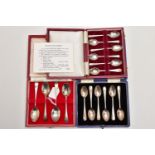 TWO CASED SETS OF SIX SILVER COFFEE SPOONS AND A CASED SET OF FOUR ELIZABETH II 'BRITISH HALLMARK'
