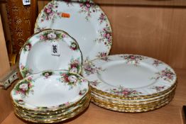A GROUP OF ROYAL ALBERT' CELEBRATION' PATTERN DINNERWARES, comprising six dishes and eight plates,