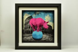 LARS TUNEBO (SWEDEN 1962) 'THE MAIN ATTRACTION', a signed limited edition print depicting a Rhino