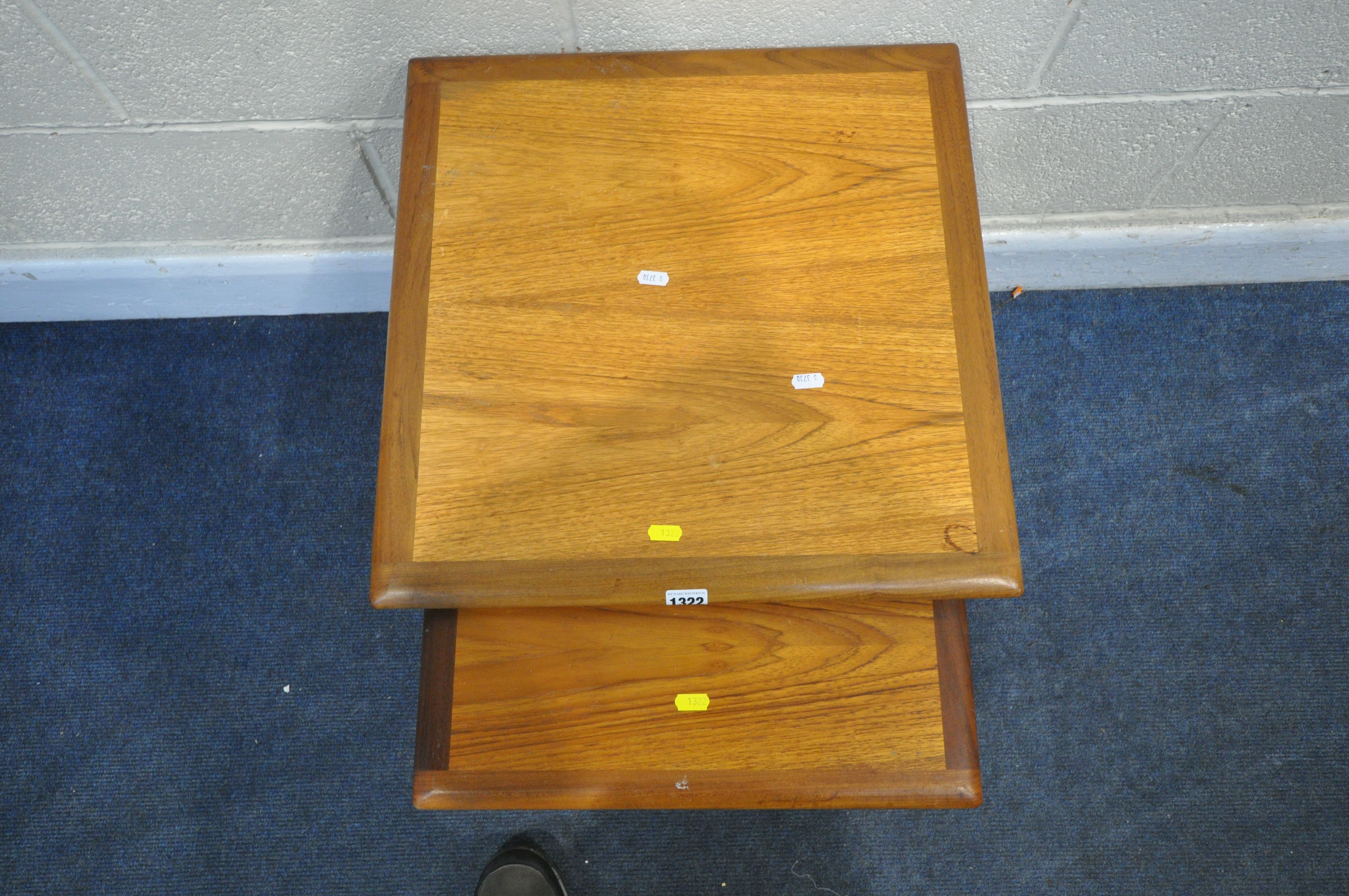 A MID CENTURY NEST OF TWO TABLES, largest 50cm cubed (condition - surface marks and stains) - Image 2 of 3