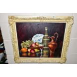 TWO LATE 20TH CENTURY OILS ON BOARD AND A S.R. PERCY PRINT, comprising B. Collins a still life study