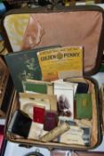 EPHEMERA, an old travel case containing a collection of early 20th century photographs, scrapbooks ,