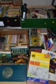 FOUR BOXES OF MOSTLY VINTAGE BOOKS, to include approximately sixty Reprint Society books,
