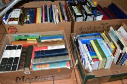 FOUR BOXES OF BOOKS/EPHEMERA to include approximately sixty book titles in hardback and paperback