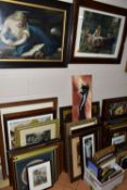 A QUANTITY OF FRAMED PRINTS ETC, to include print reproductions of paints including John William