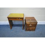 A SMALL FRUITWOOD CHEST OF TWO DRAWERS, with a hinged lid, enclosing a mirrored surface, width
