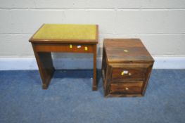 A SMALL FRUITWOOD CHEST OF TWO DRAWERS, with a hinged lid, enclosing a mirrored surface, width