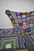 A SELECTION OF CROCHET BLANKETS, of various sizes and colours, largest approximately 250cm