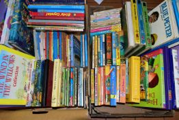 TWO BOXES OF CHILDREN'S BOOKS containing approximately 110 titles in hardback and paperback