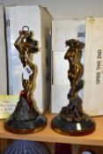 TWO HOT CAST BRONZE FANTASY STUDIES BY BORIS, comprising 'The Mistress of Fire' with certificate,