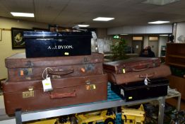 VINTAGE LUGGAGE AND DOCUMENT BOXES, comprising a brown Antler pigskin style case, approximate size