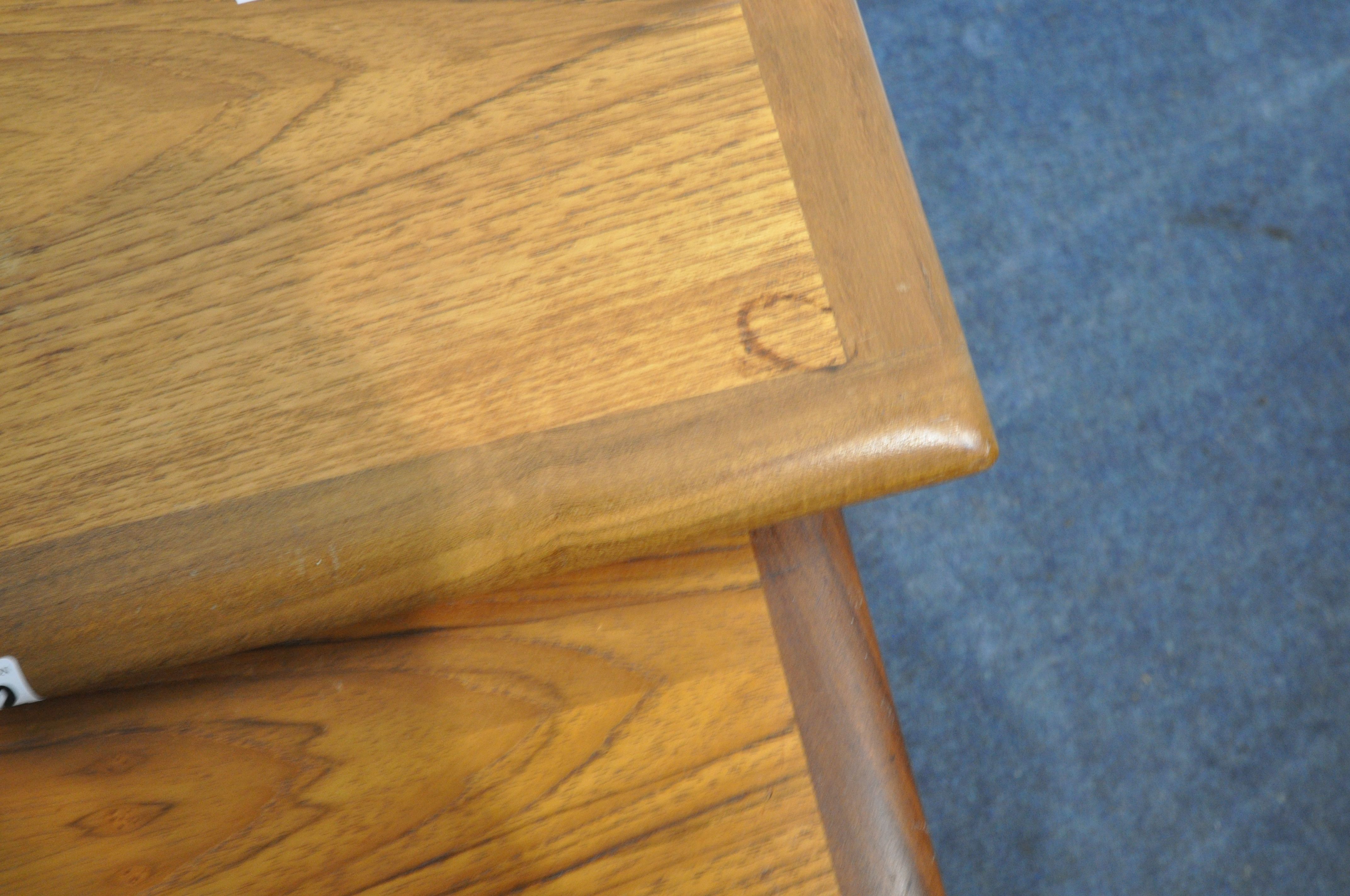 A MID CENTURY NEST OF TWO TABLES, largest 50cm cubed (condition - surface marks and stains) - Image 3 of 3