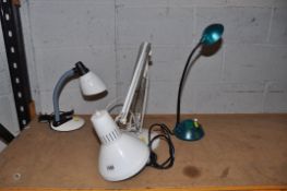 THREE MODERN LAMPS including a Ledu Anglepoise style lamp (all PAT pass and working)
