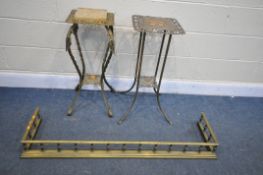 A MID 20TH CENTURY BRASS PLANT STAND, with a cream onyx top, pierced and floral detailing, 32cm