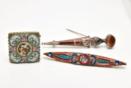 THREE BROOCHES, to include a white metal Scottish dagger brooch set with hardstone and an oval cut