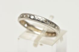 A WHITE METAL DIAMOND SET FULL ETERNITY RING, polished band, set with single cut diamonds (three