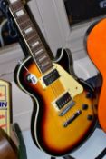 A LES PAUL STYLE GUITAR with tobacco sunburst finish, bolt on neck, rosewood fingerboard with Mother